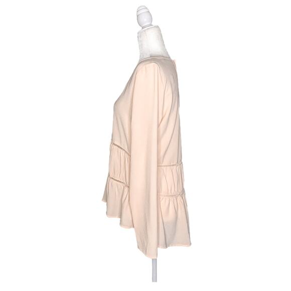 Harlowe & Graham Long Sleeve Tiered Ruffle Hi-Low Top Pink Small - Picture 3 of 12